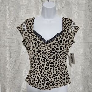 Vibe Black Top with Leopard Accents